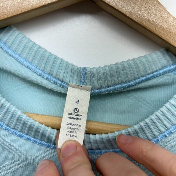 Lululemon Blue Stretch Ribbed Rest Less Long Sleeve Shirt Activewear 4 - Picture 5 of 6